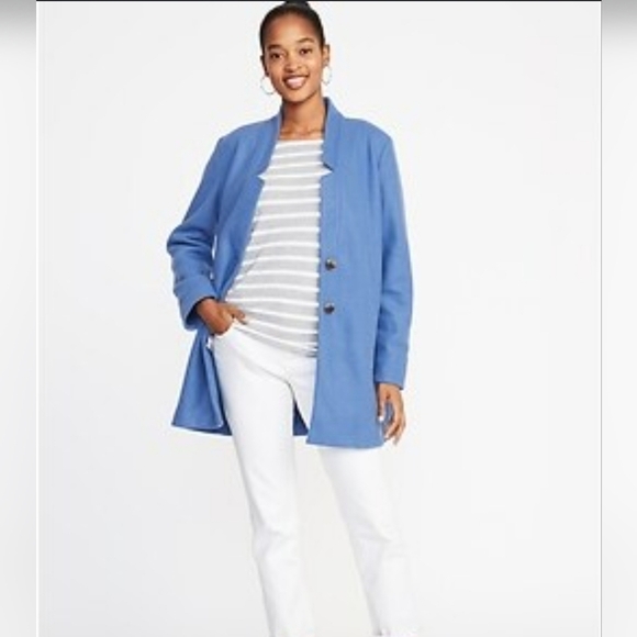 Old Navy Blue Oversized Soft-Brushed Button-Front Coat Size XL - Picture 2 of 8